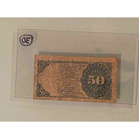 1860s U.S. Fractional Currency 50 Cents Note - Picture 2 of 2